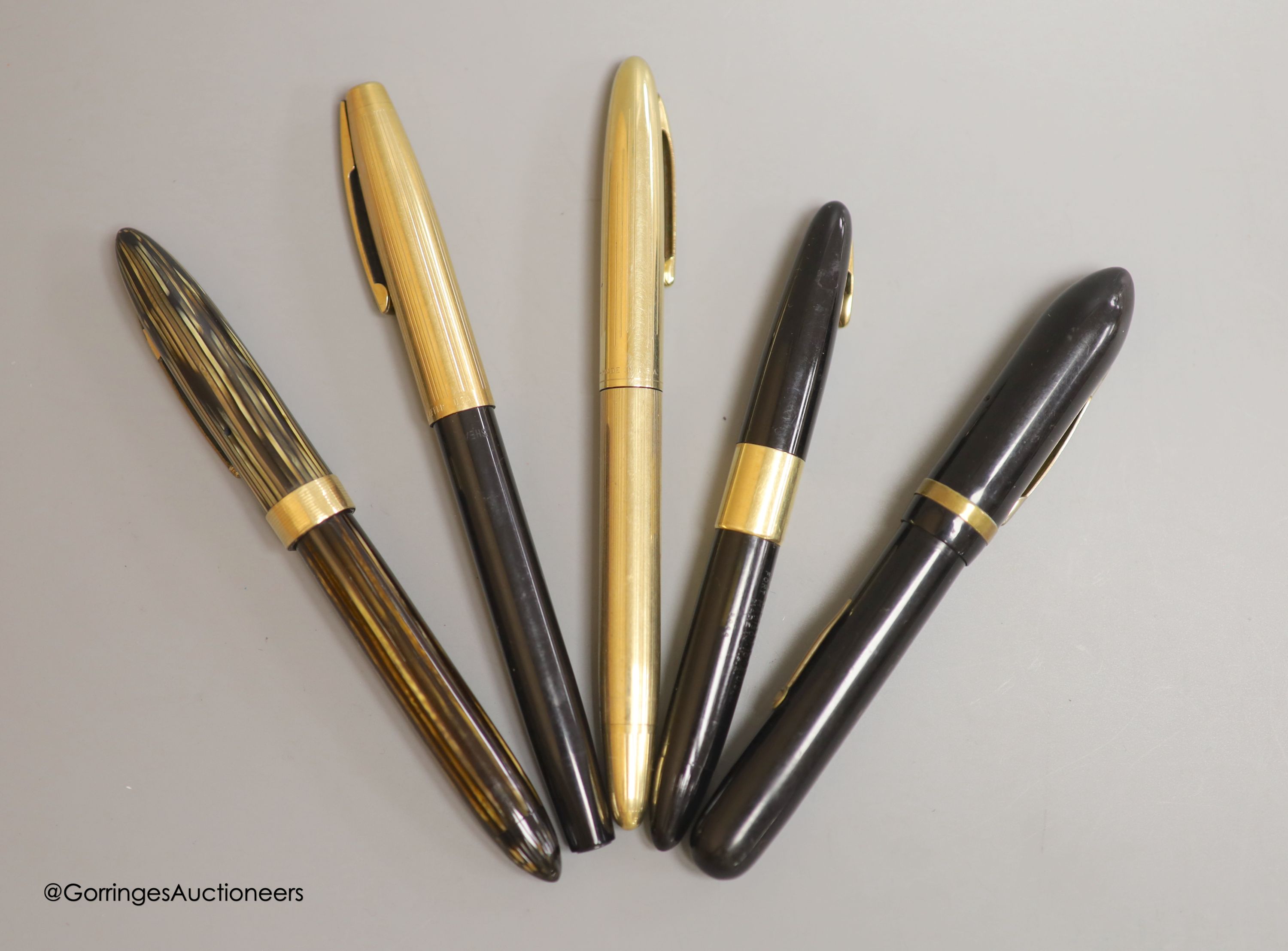 Five Sheaffer fountain pens